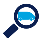 UK Courier Directory Icon showing magnifying glass looking at a van