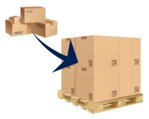 Illustration showing boxes and pallets of commercial goods quote
