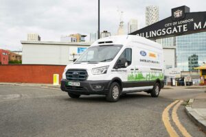 Ford Electric Van making deliveries at The City of Londons Billingsgate Market