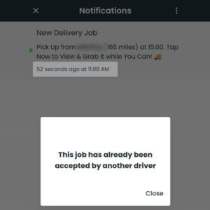 a screenshot of the DeliveryApp notifications screen