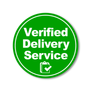 a circle containing the words 'Verified delivery service'