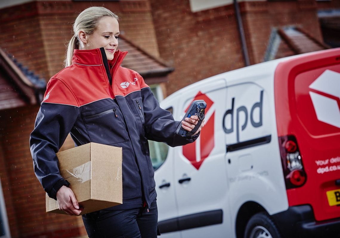 DPD Driver using app to arrange Hubbox delivery