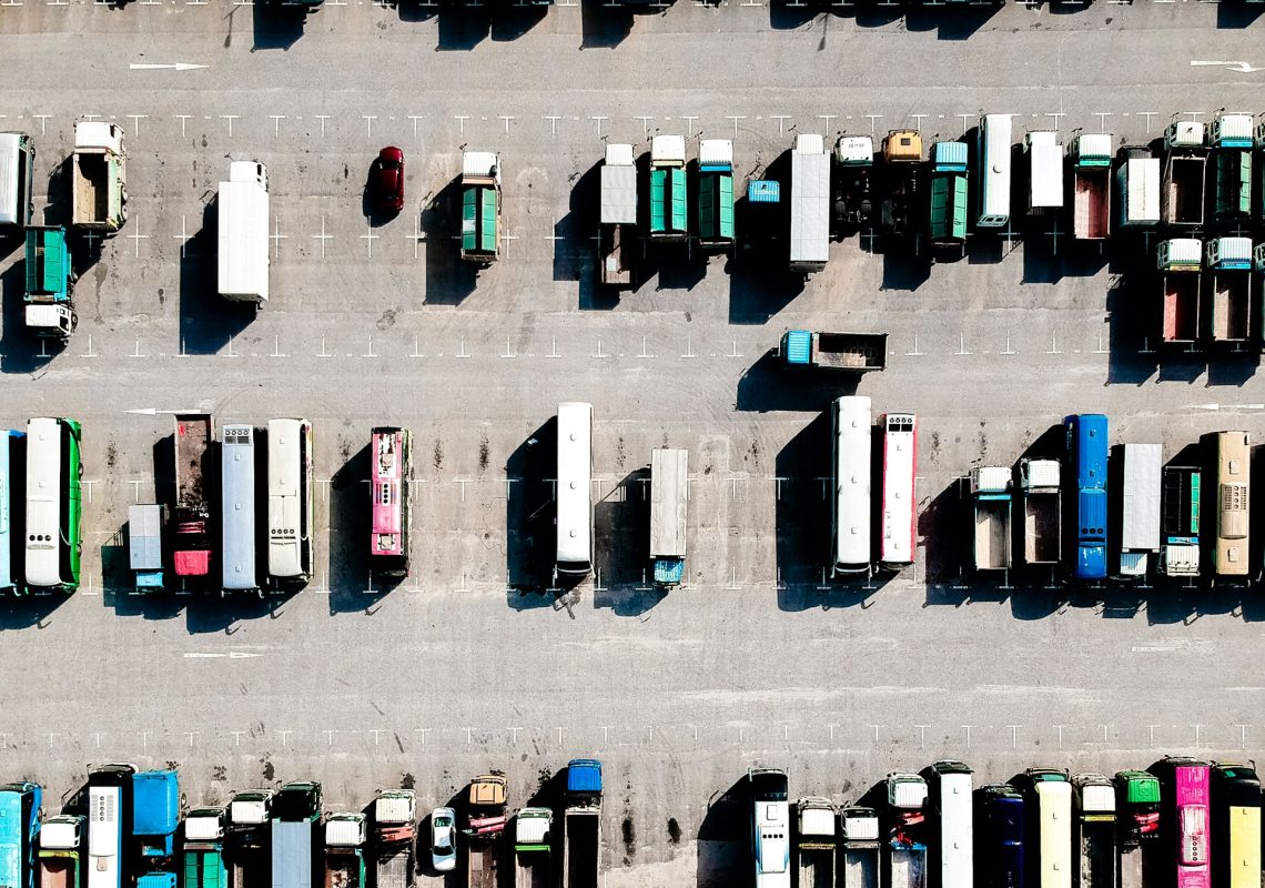 lorry park from above showing safe parking area to protect from freight crime